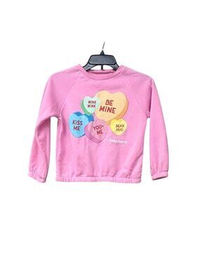 Sweethearts Girl's Pink Sweatshirt With Candy Heart Graphics,  Kids Sz. 6/6X